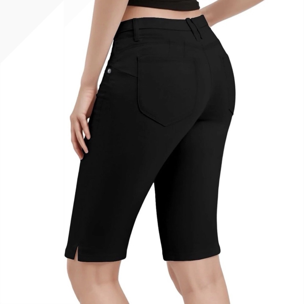 Hybrid & Company Black Bum Lifter Bermuda Shorts Super Stretch Plus Size 24 NEW